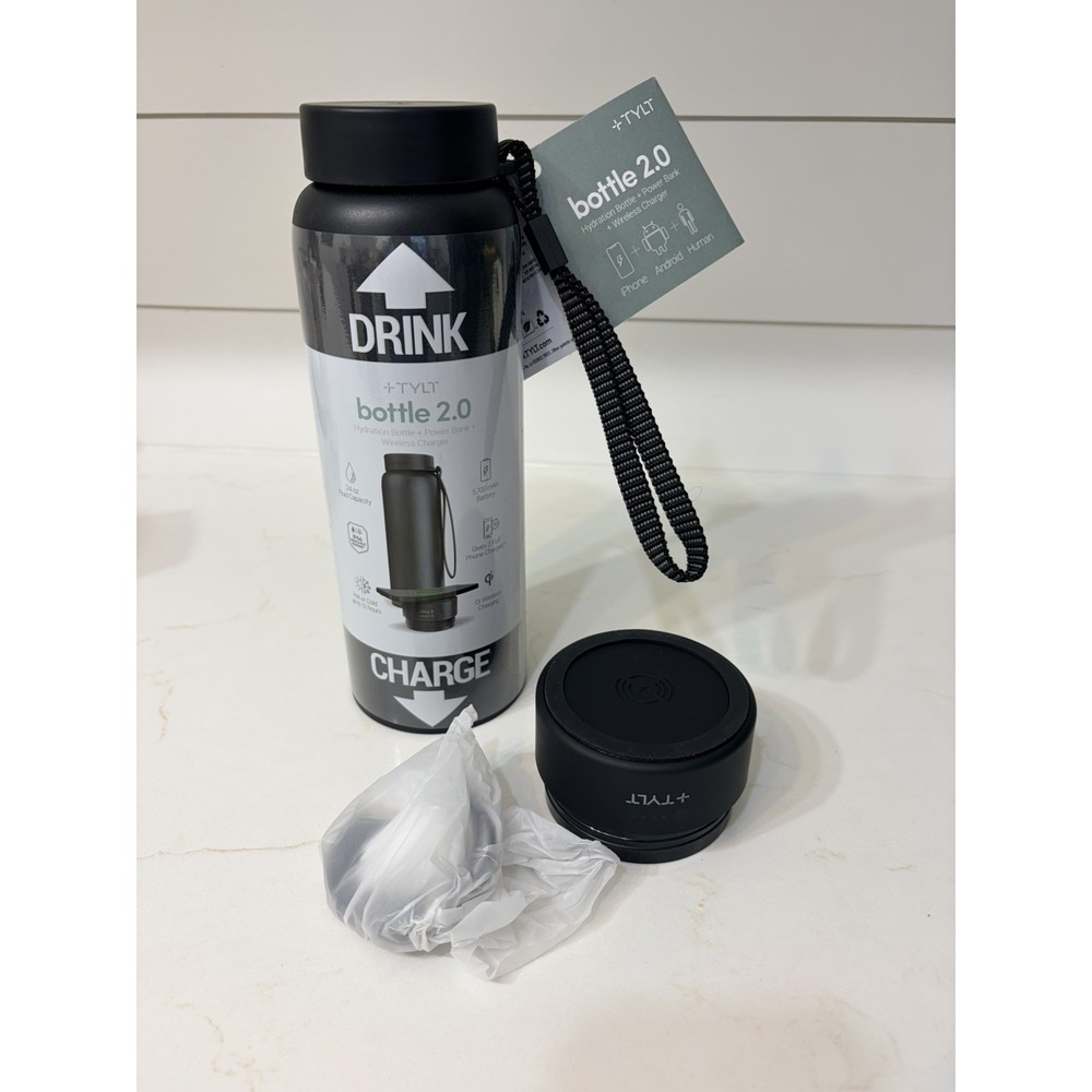 TYLT Bottle 2.0 Hydration Bottle with Power Bank and Wireless Charger PWRBTL24BK - Picture 4 of 4